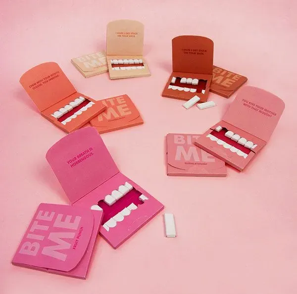 Cartoon-themed gum packaging, emphasizing the fun and high-energy essence of HELLO WHATEVER.